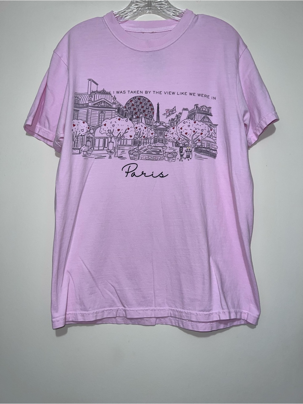 EUC The Lost Bros Paris Epcot World Showcase Size M Pink T-Shirt